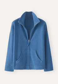 Jersey-Jacke mit Frontrei&szlig;verschluss, Marineblau, webstill