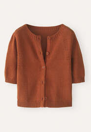 Kurz&auml;rmeliger Cardigan, Kupfer, webstill