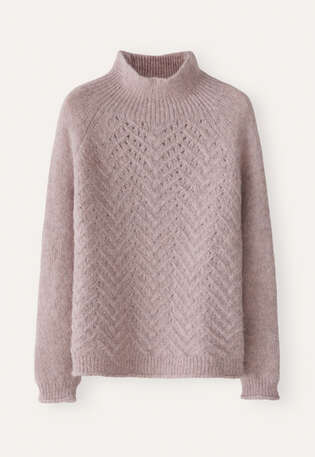 Pullover mit Zopfmuster, Fliedergrau, webstill