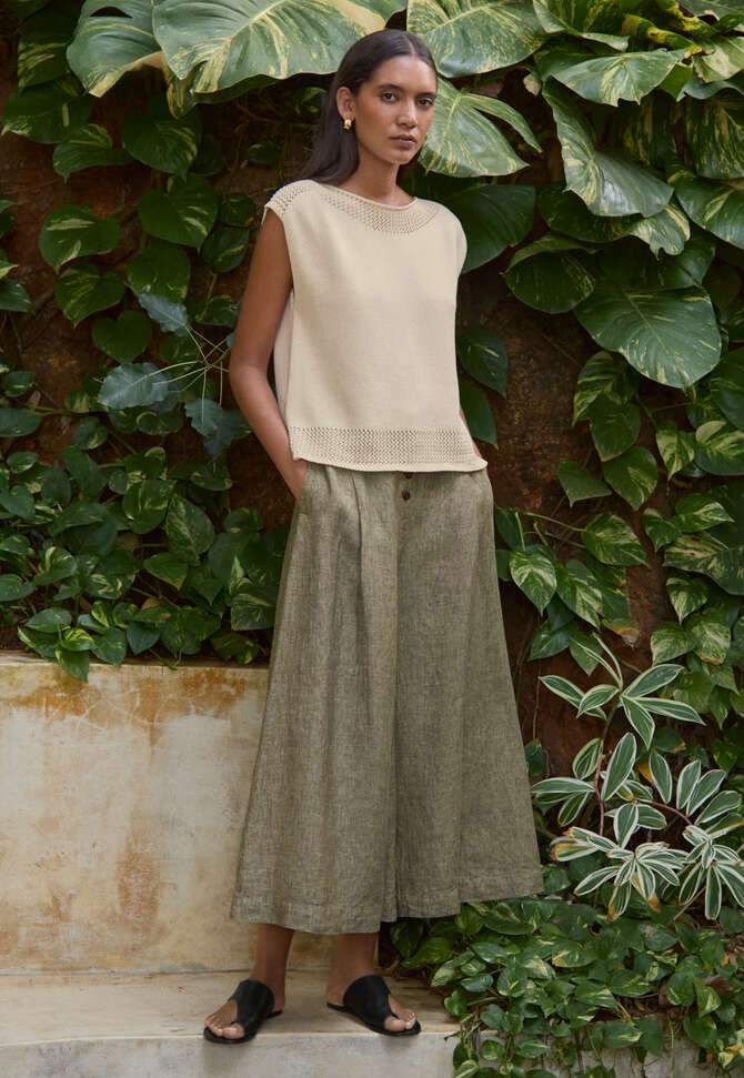 Culotte mit Faltenfront, Dunkles Oliv, completeTheLook