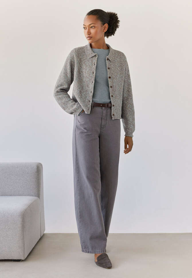 Cardigan im Perlmuster, Taupe/Mint, completeTheLook