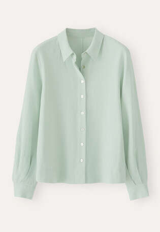 Bluse mit geschwungenen &Auml;rmeln, Aqua/Mint, webstill