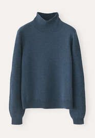 Pullover mit Trichterkragen, Petrol, webstill