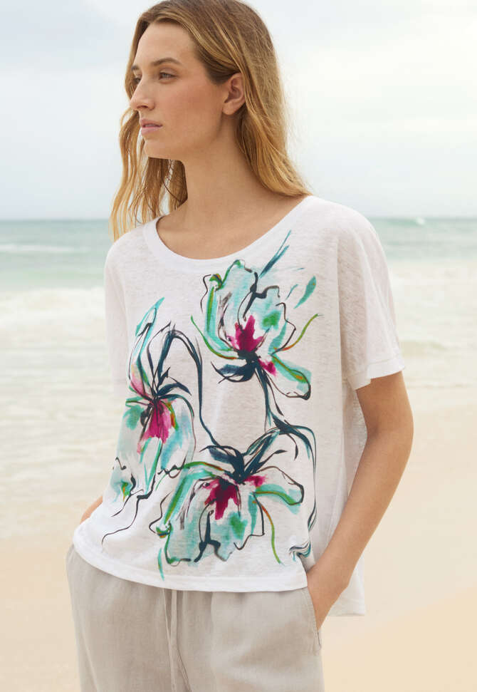 Bedrucktes T-Shirt, Ozean/Rosa, completeTheLook