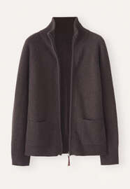 Jacke mit Frontrei&szlig;verschluss, Maronenbraun, webstill