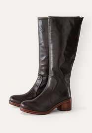 Stiefel mit Absatz, Dunkelbraun, webstill