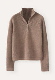 Pullover mit Frontrei&szlig;verschluss, Caf&eacute; Latte, webstill