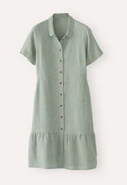 Kleid mit gerafftem Saum, Gold/Ozean, webstill