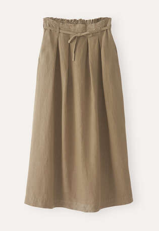 Rock mit Falten in der Taille, Warmes Khaki, webstill