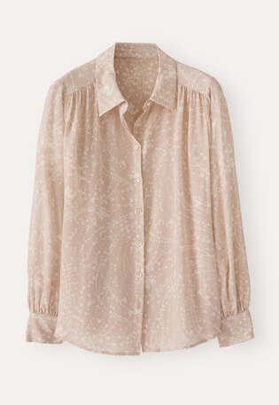 Bedruckte Bluse, Zartes Rouge, webstill