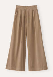 Weitbeinige Hose aus Feincord, Zartes Braun, webstill
