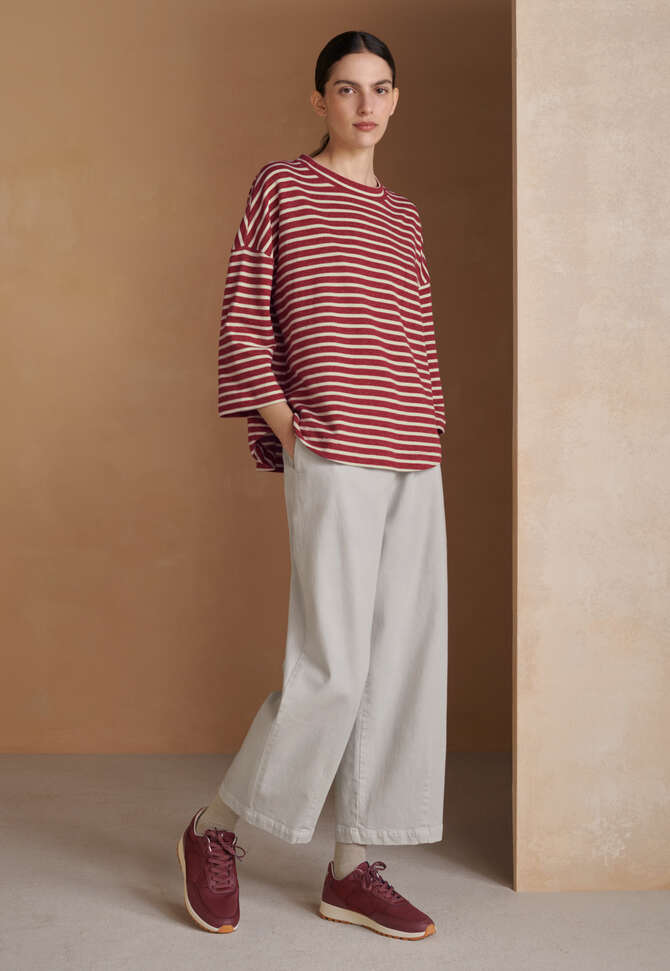 Gestreiftes Top, Cranberry/Creme, completeTheLook