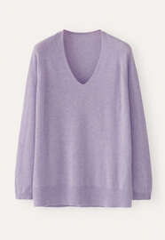 Pullover mit V-Ausschnitt, Zartes Lavendel, webstill