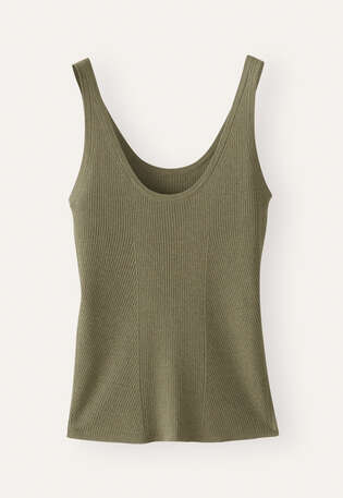 &Auml;rmelloses Strick-Top, Moos/Taupe, webstill