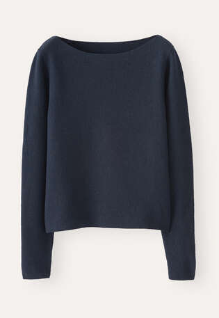 Pullover mit U-Boot-Ausschnitt, Dunkles Petrol, webstill