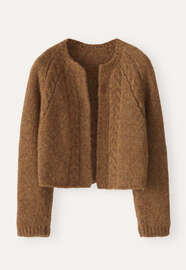 Cardigan mit Zopfmuster, Toffee, webstill