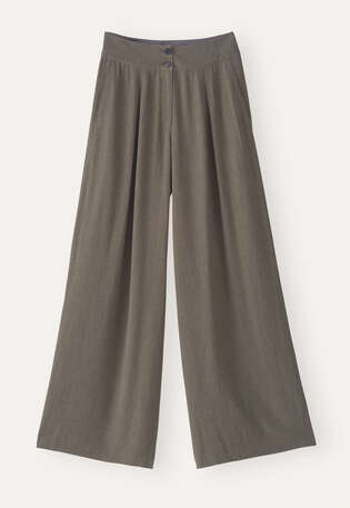 Hose mit weitem Bein, Khakibraun, webstill