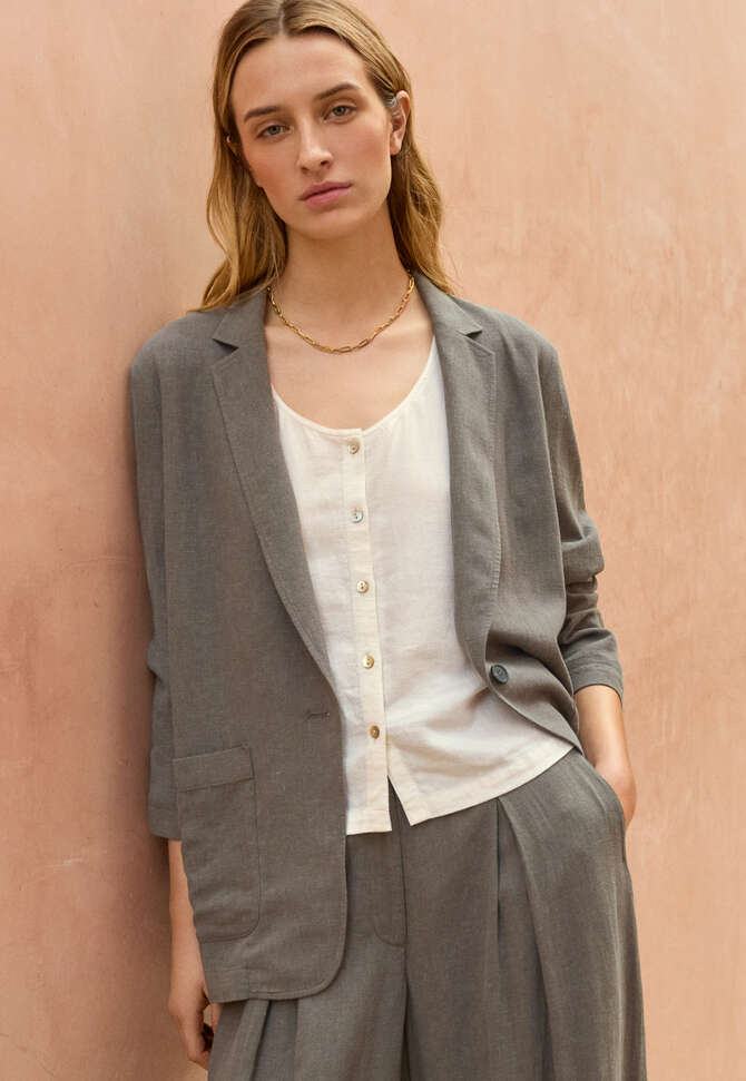 Blazer mit aufgesetzten Taschen, Khakibraun, completeTheLook