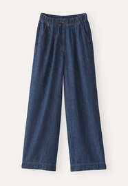 Indigo-gef&auml;rbte weite Hose, Dunkles Denimblau, webstill