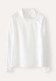 Bluse mit Trichterkragen, Wei&szlig;, webstill