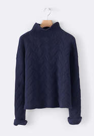 Zopfpullover, Navyblau, webstill