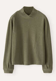 Sweatshirt mit &uuml;berkreuztem Kragen, Gr&uuml;nes Khaki, webstill