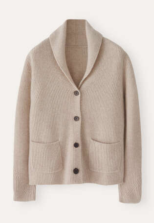 Shawl-collar cardigan, Ecru fawn, webstill