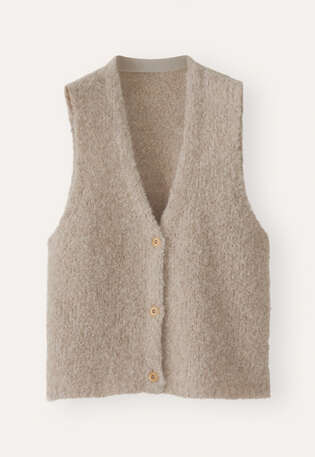 Boucl&eacute;-Strickweste, Zartes Rehbraun, webstill