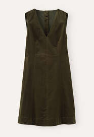 &Auml;rmelloses Samtkleid, Dunkles Khaki, webstill