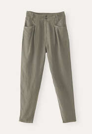 Schmal zulaufende Hose, Braunes Taupe, webstill