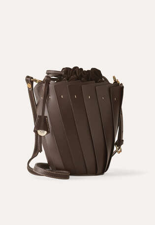 Schultertasche, Dunkelbraun, webstill