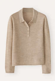 Pullover mit Kragen, Warmes Naturbeige, webstill