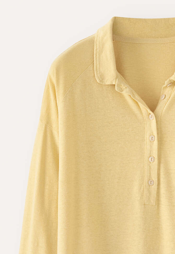 Jersey-Polo-Oberteil, Blasses Honiggelb, completeTheLook