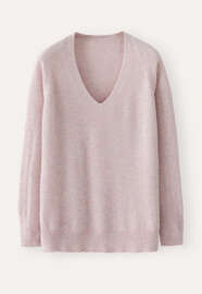 Pullover mit V-Ausschnitt, Kreiderosa, webstill