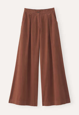 Weitbeinige Hose aus Feincord, Dunkles Rouge, webstill