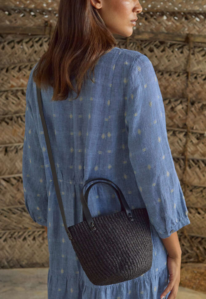Geflochtene Crossbody-Tasche, Schwarz, completeTheLook