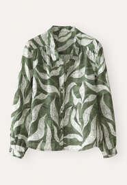 Bedruckte Bluse, Waldgr&uuml;n/Creme, webstill