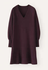 Kleid mit Peplum-Saum, Marone, webstill