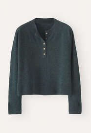 Pullover mit Knopfleiste, Petrol-Schiefer, webstill