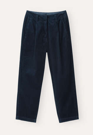 Bundfaltenhose, Aquamarin-Schwarz, webstill