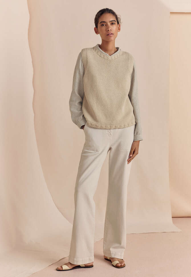 Bluse mit eingewebten Punkten, Ecru/Blau, completeTheLook