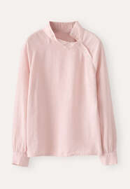 Bluse mit Trichterkragen, Wolkenrosa, webstill