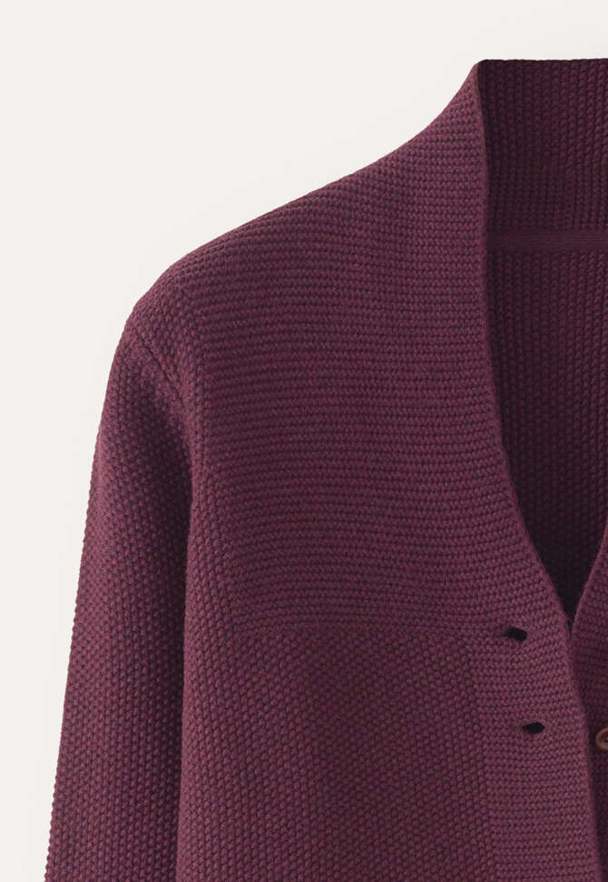 Cardigan mit Knopfleiste, Aubergine, completeTheLook