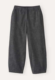 Barrel-Leg-Hose, Grau/Schwarz, webstill