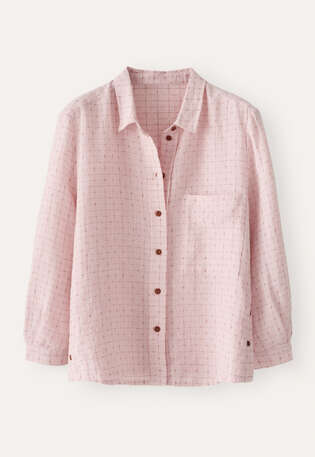 Bluse mit eingewebtem Kreuzmuster, Zartes Rosa, webstill
