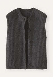 &Auml;rmelloser Cardigan, Kohlschwarz, webstill
