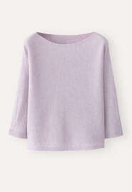Pullover mit U-Boot-Ausschnitt, Rosa Lavendel, webstill