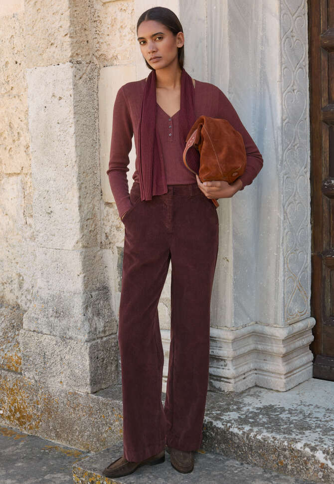 Hose mit weitem Bein, Portwein, completeTheLook