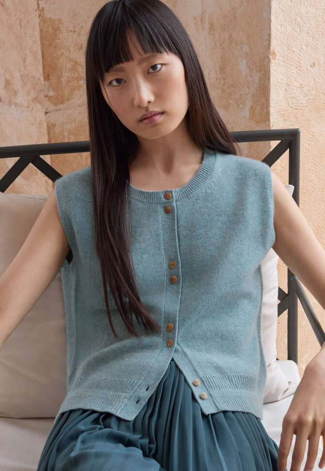 &Auml;rmelloser Pullover, Aqua, completeTheLook