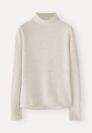 Pullover mit hohem Kragen, Perlgrau, webstill